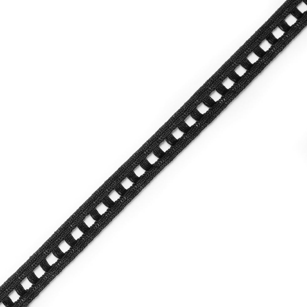 European Black Ladder Crochet Cotton Trimming - 11/16
