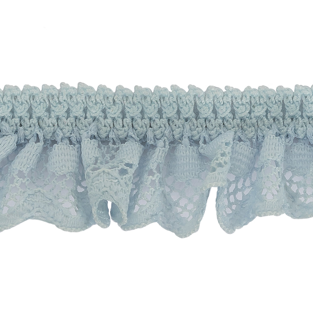 Baby Blue Ruffled Stretch Lace Trimming - 1