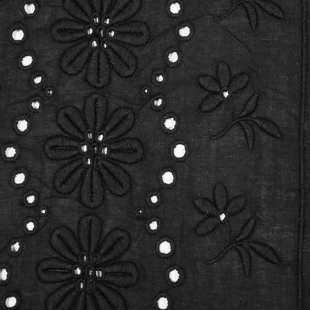 Famous NYC Designer Black Bordered Embroidered Cotton Eyelet - Joann Fabrics