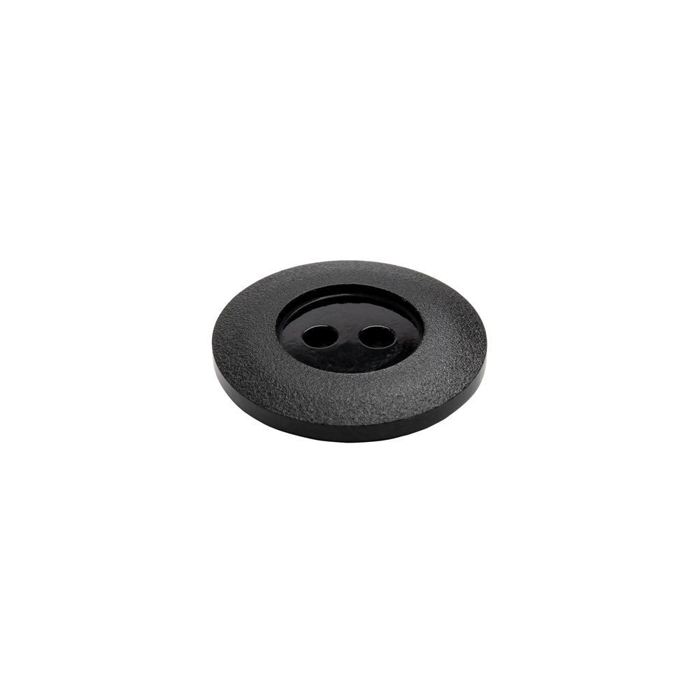 Plastic 2-Hole Button - Black Wide Matte Rim - 24L/15mm - Joann Fabrics