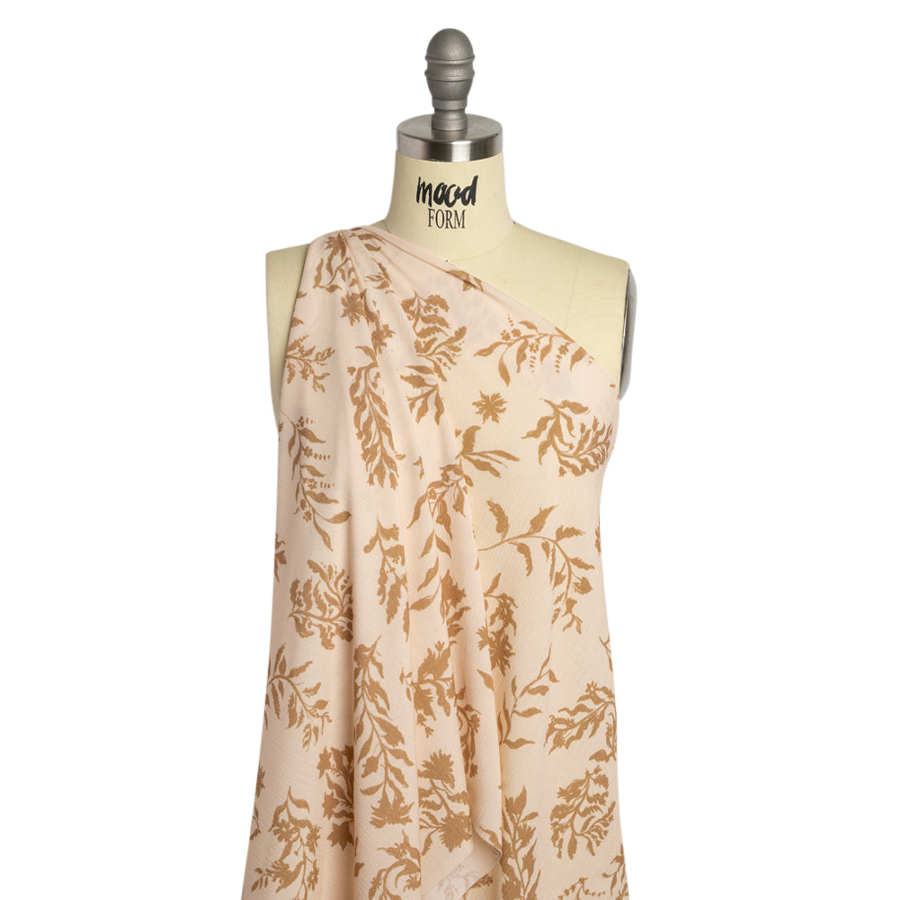 Mood Exclusive Beige Sprouting Sprigs Crinkled Gauzy Viscose Crepe - Joann Fabrics