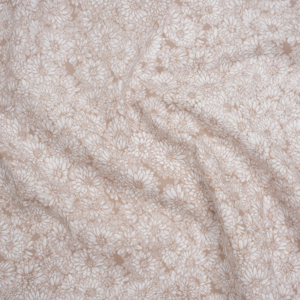 Printed Quilting Cotton by Anna Maria Textiles for Northcott - Beige Mums Floral - Indelible Soft Collection - Joann Fabrics