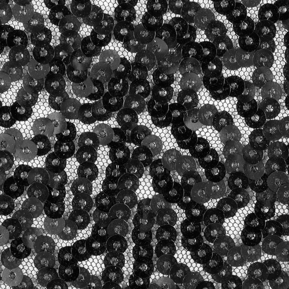 Phillip Lim Black All Over Sequins on a Stretch Netting - Joann Fabrics