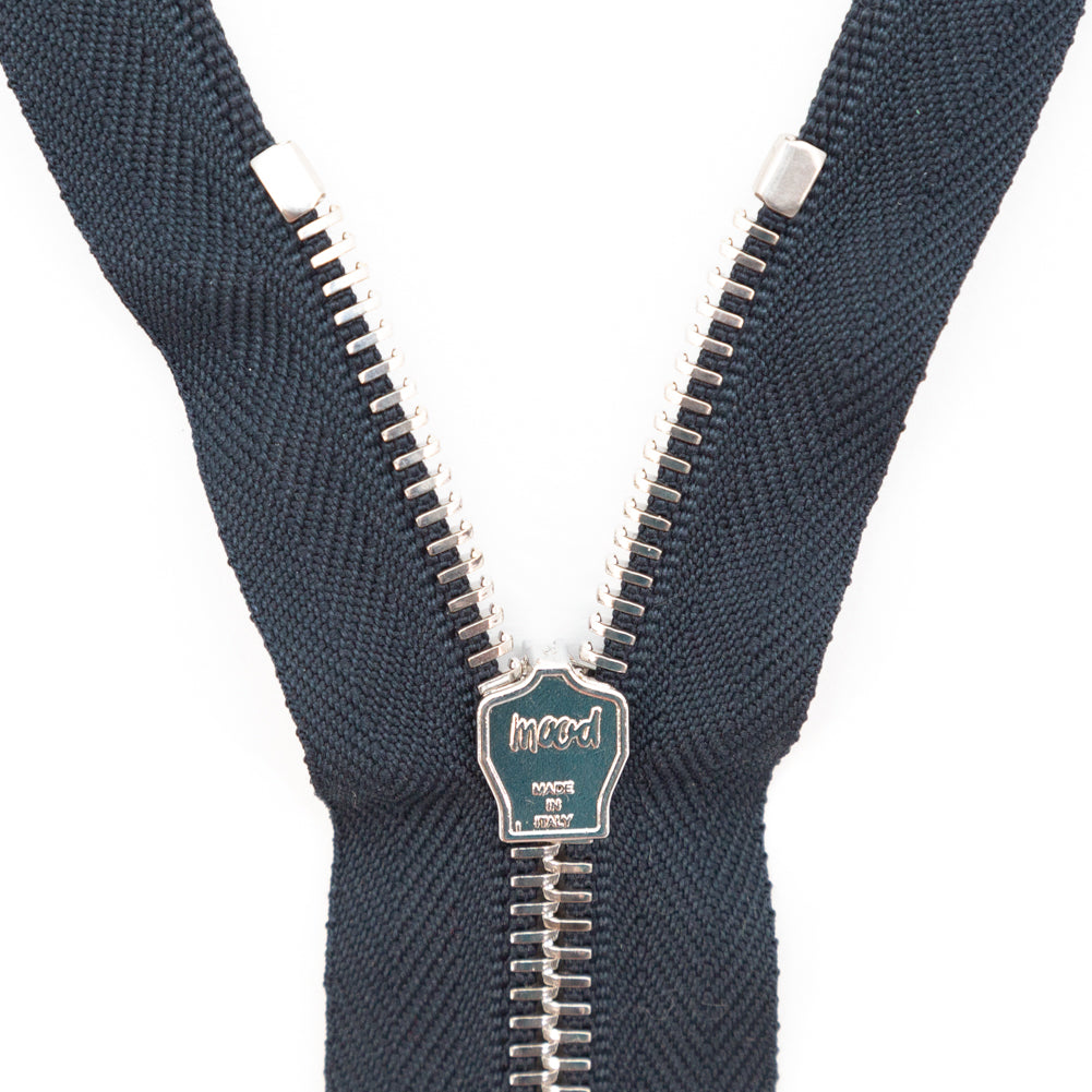 Mood Exclusive Italian Navy and Silver T5 Closed End Metal Zipper - 9