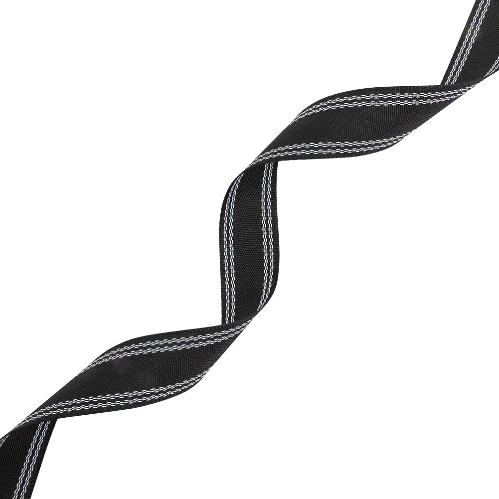 Caviar Webbing with Stitched Double Borders in White - 1