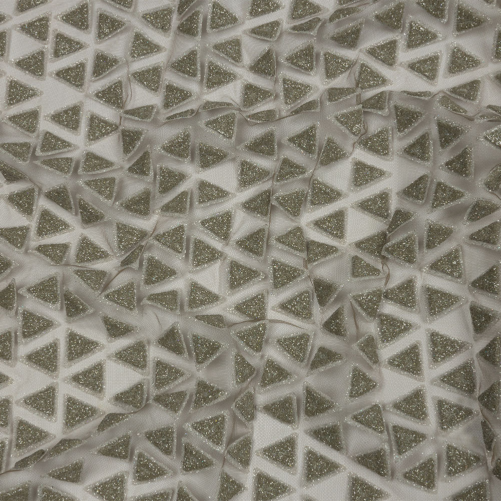 3D Puffy Glitter Tulle - Mink Triangle Rows - Joann Fabrics