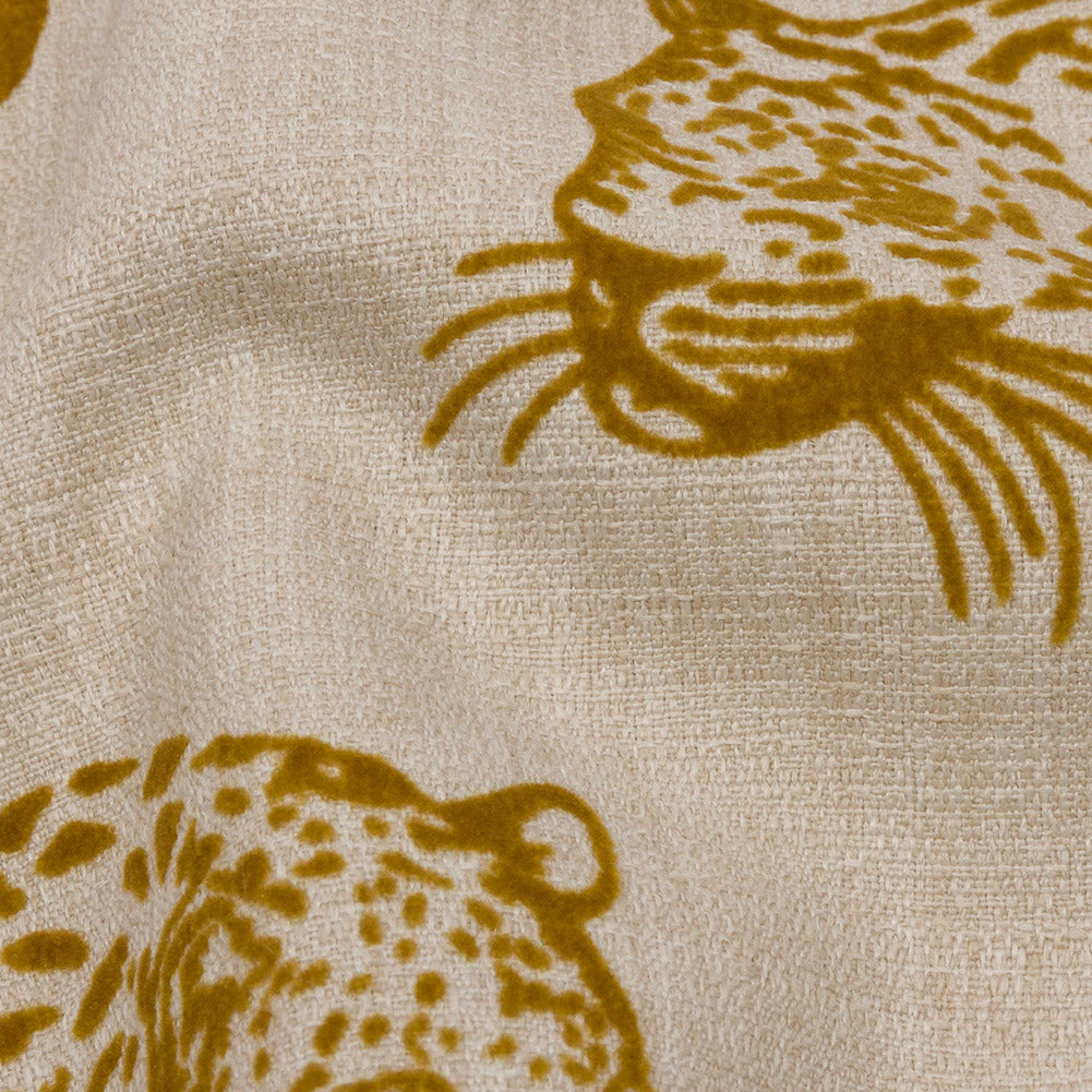 Flocked Polyester Drapery Woven - Sand Jaguars - British Imported - Joann Fabrics