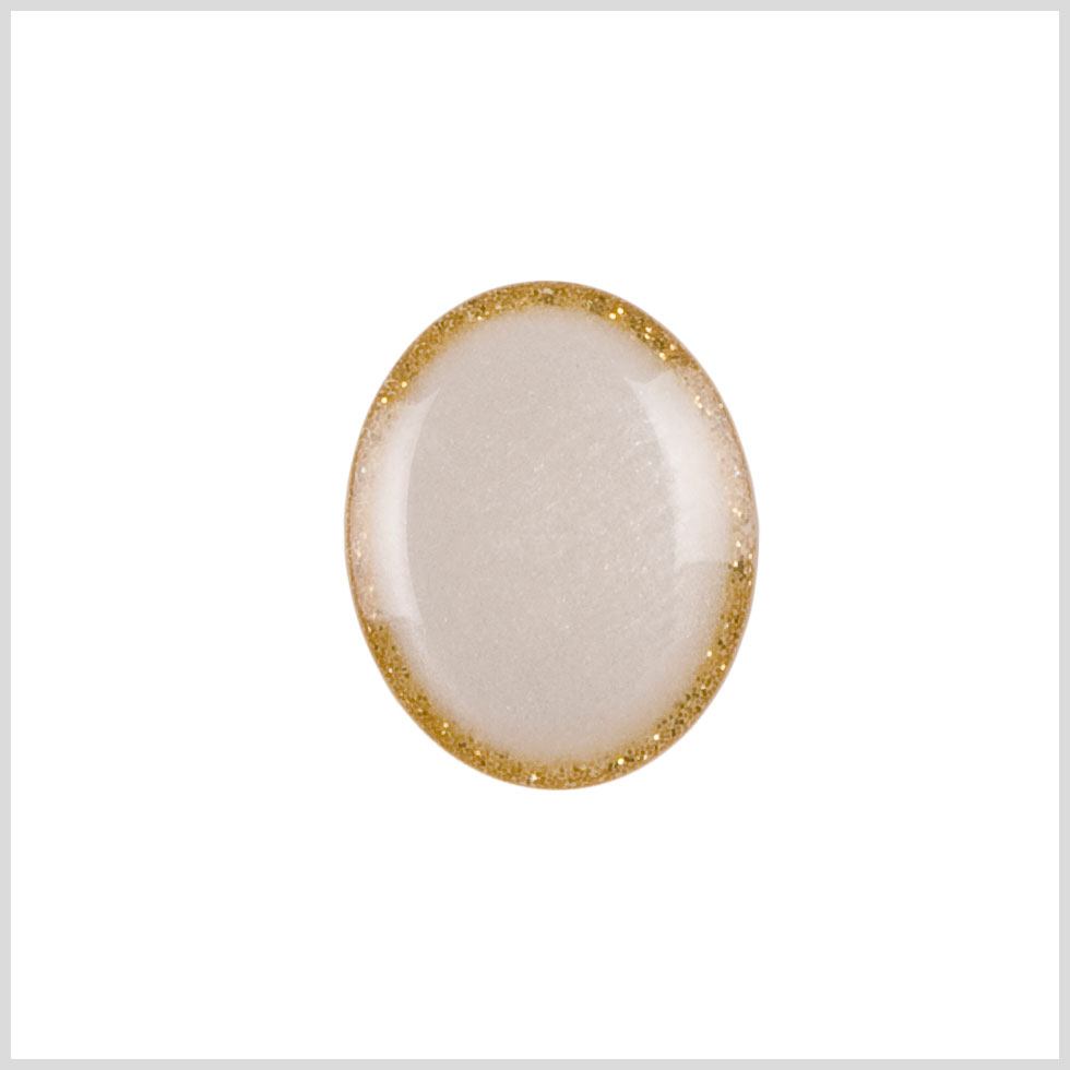 Oval Plastic Shank Back Button - 36L/23mm - Ivory and Gold Glitter Rim - Joann Fabrics