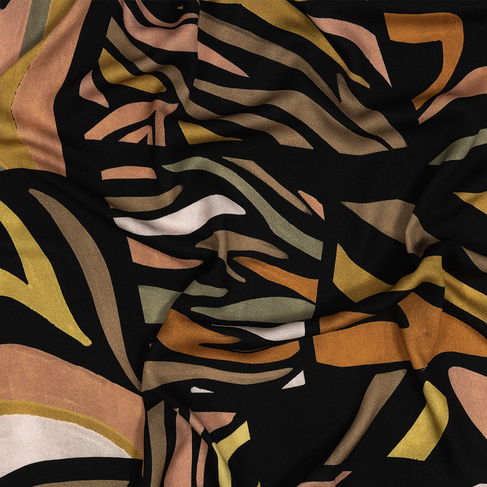 Rayon Challis - Black and Green Animal Stripe Patchwork - In Bocca al Lupo Print - Mood Exclusive Viso Collection - Joann Fabrics