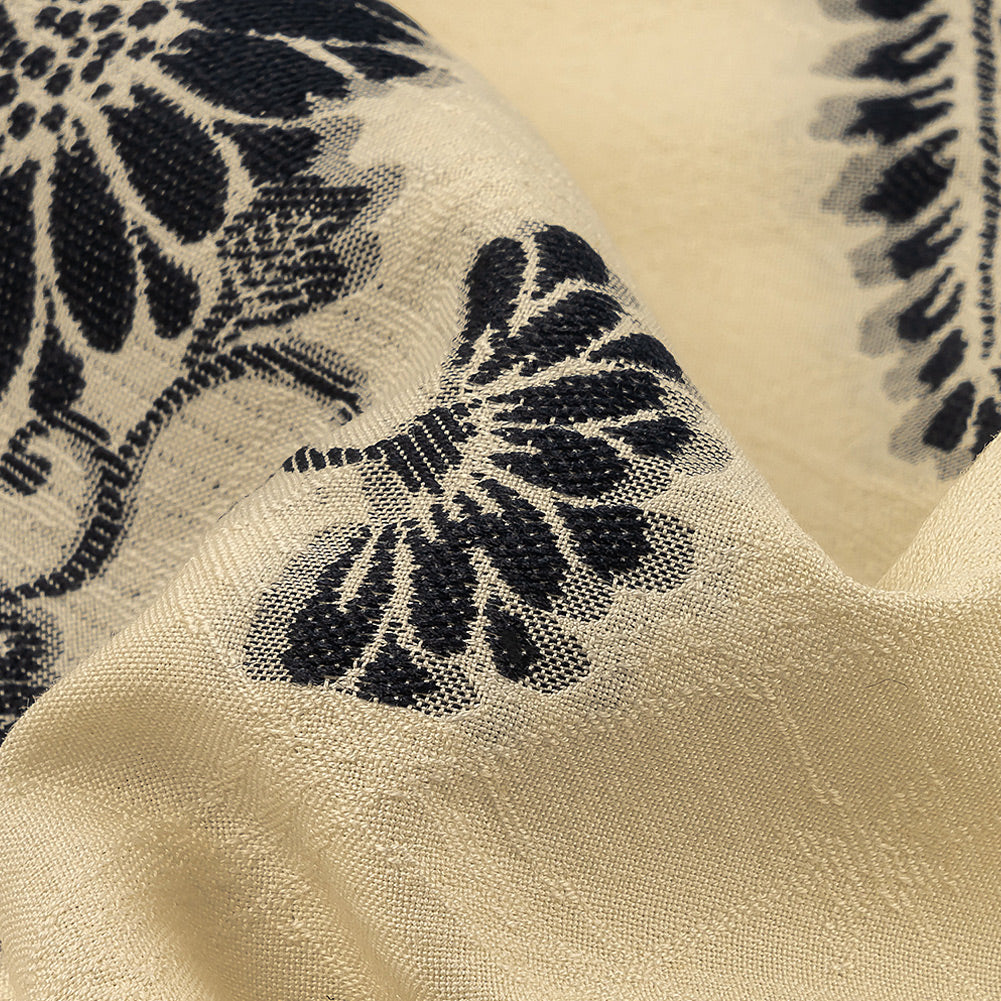 Famous Designer Italian Ebony and Buttercream Floral Cotton and Polyester Jacquard - Joann Fabrics