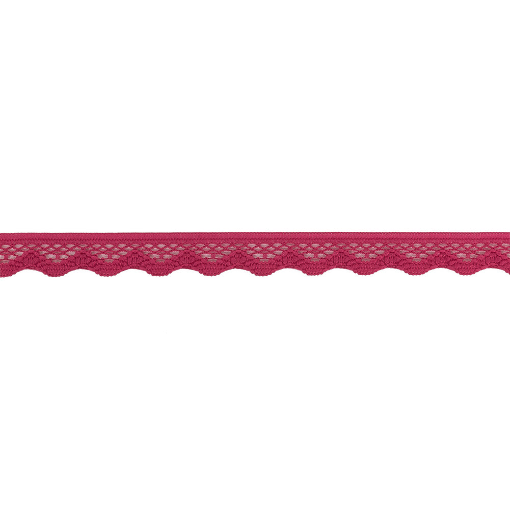 Deep Pink Scalloped Edge Lace Geometric Trimming - 0.5