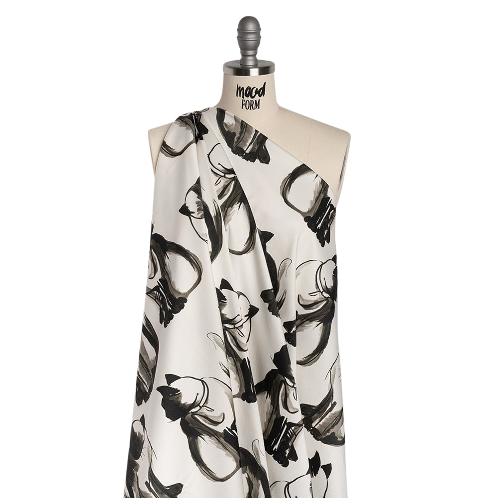 Stretch Cotton Sateen - Inky Cats - Feline Phantasm Print - Mood Exclusive Twilight Collection - Joann Fabrics