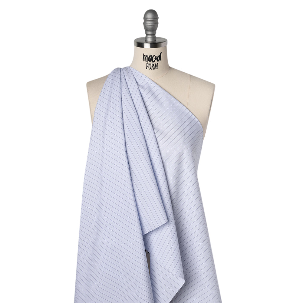 Cotton Shirting - Sky Blue, Navy and White Stripes - Deadstock - Joann Fabrics