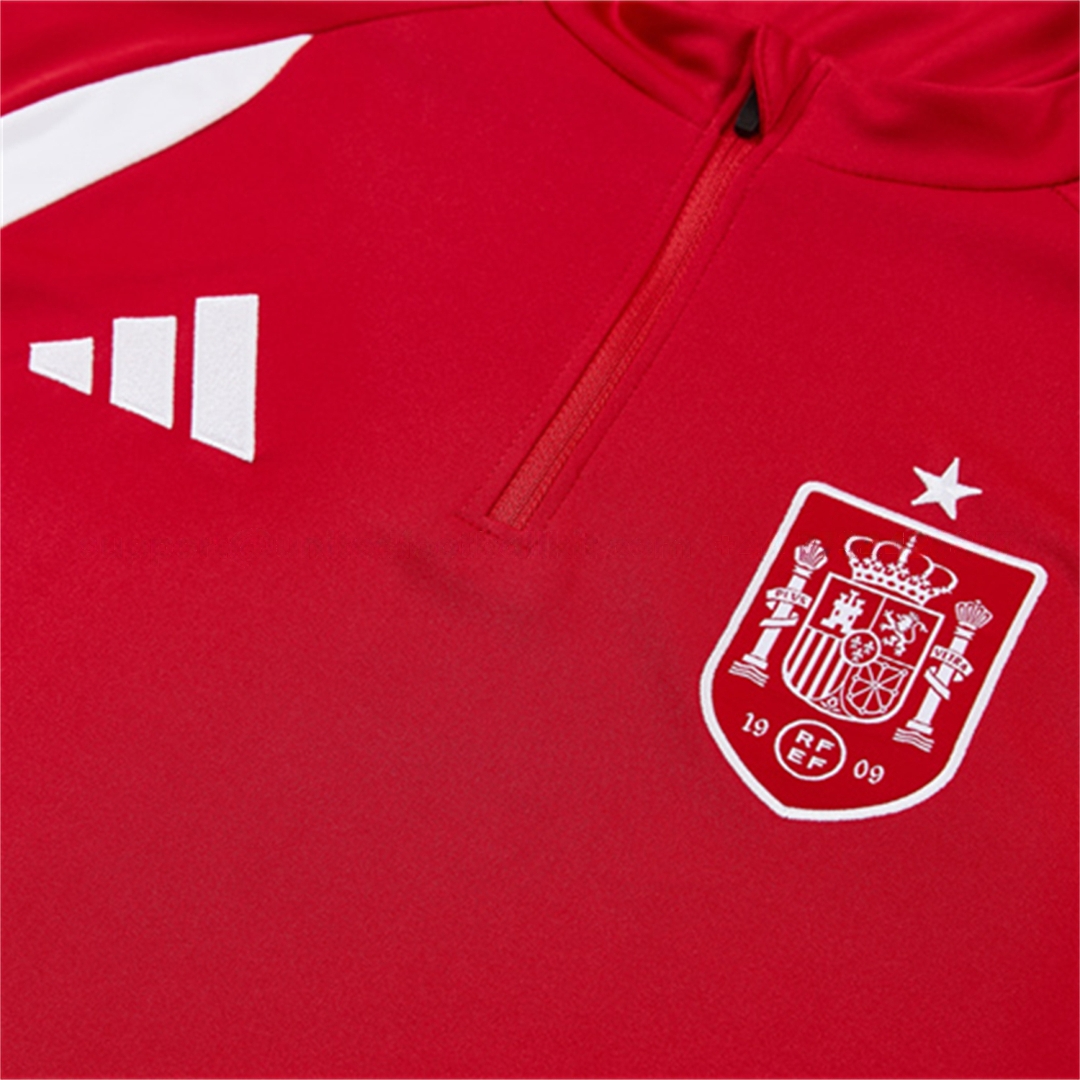 Spain 2026 Kids Long Sleeve Training Set - Red Top & Black Pants - UnitedFutballJersey