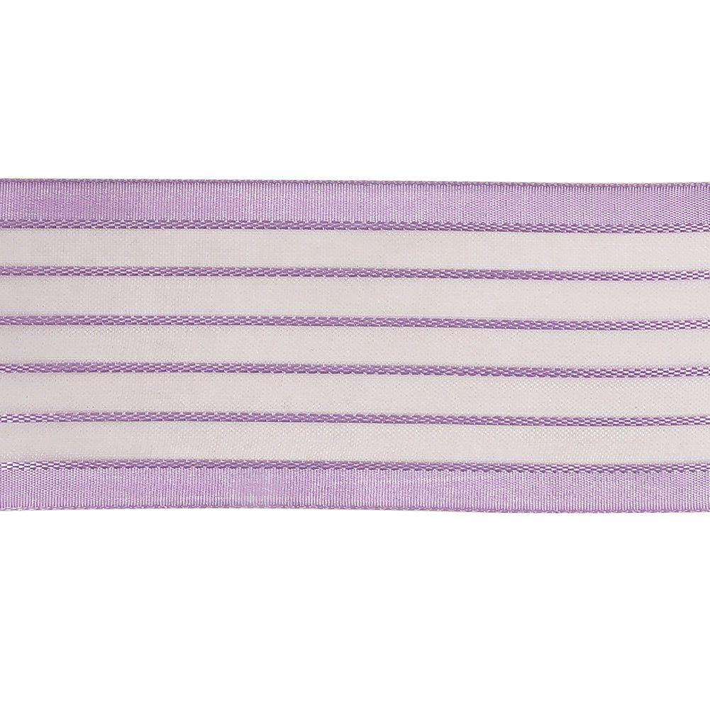 Lavendula Striped Sheer Ribbon with Opaque Borders - 1.5