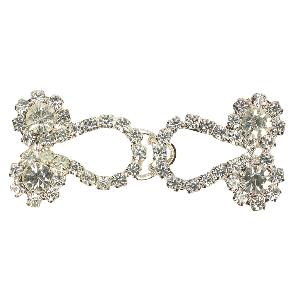 Vintage Crystal Rhinestones and Silver Metal Decorative Ornament - 1.375