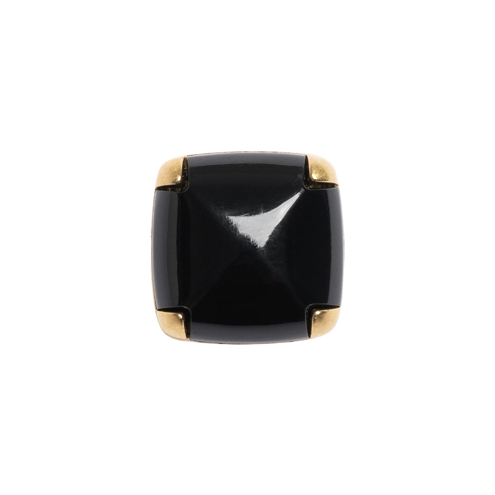 Square Plastic Shank Back Button - Black and Metallic Gold Faux Stone - 24L/15mm - Joann Fabrics