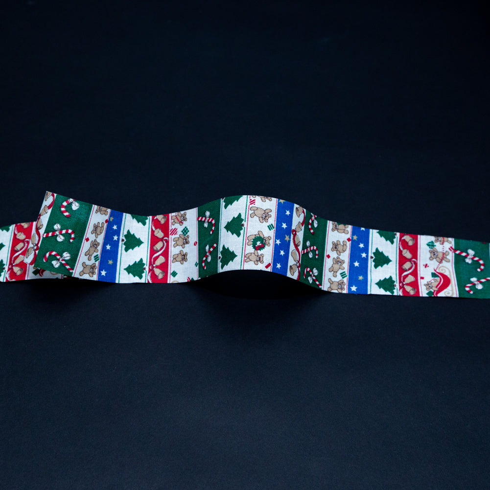 Red, Green and Blue Striped Christmas Ribbon - 1.875