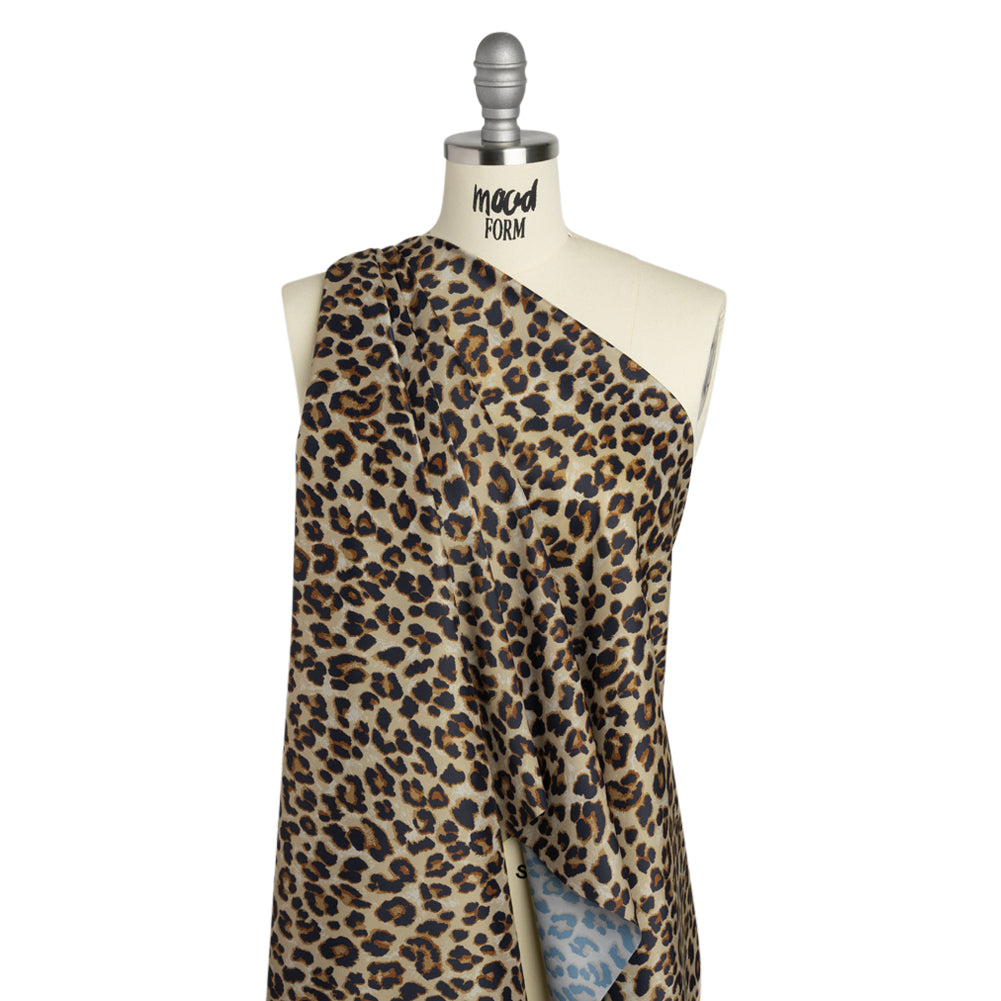 Stretch Polyester Woven Print - Beige, Brown and Black Leopard Spots - Deadstock - Joann Fabrics