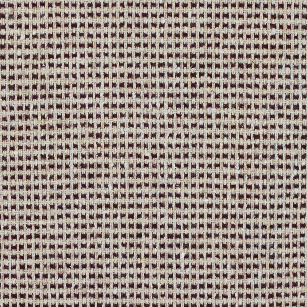 Italian Ecru and Bordeaux Checkerd Wool Blend - Joann Fabrics