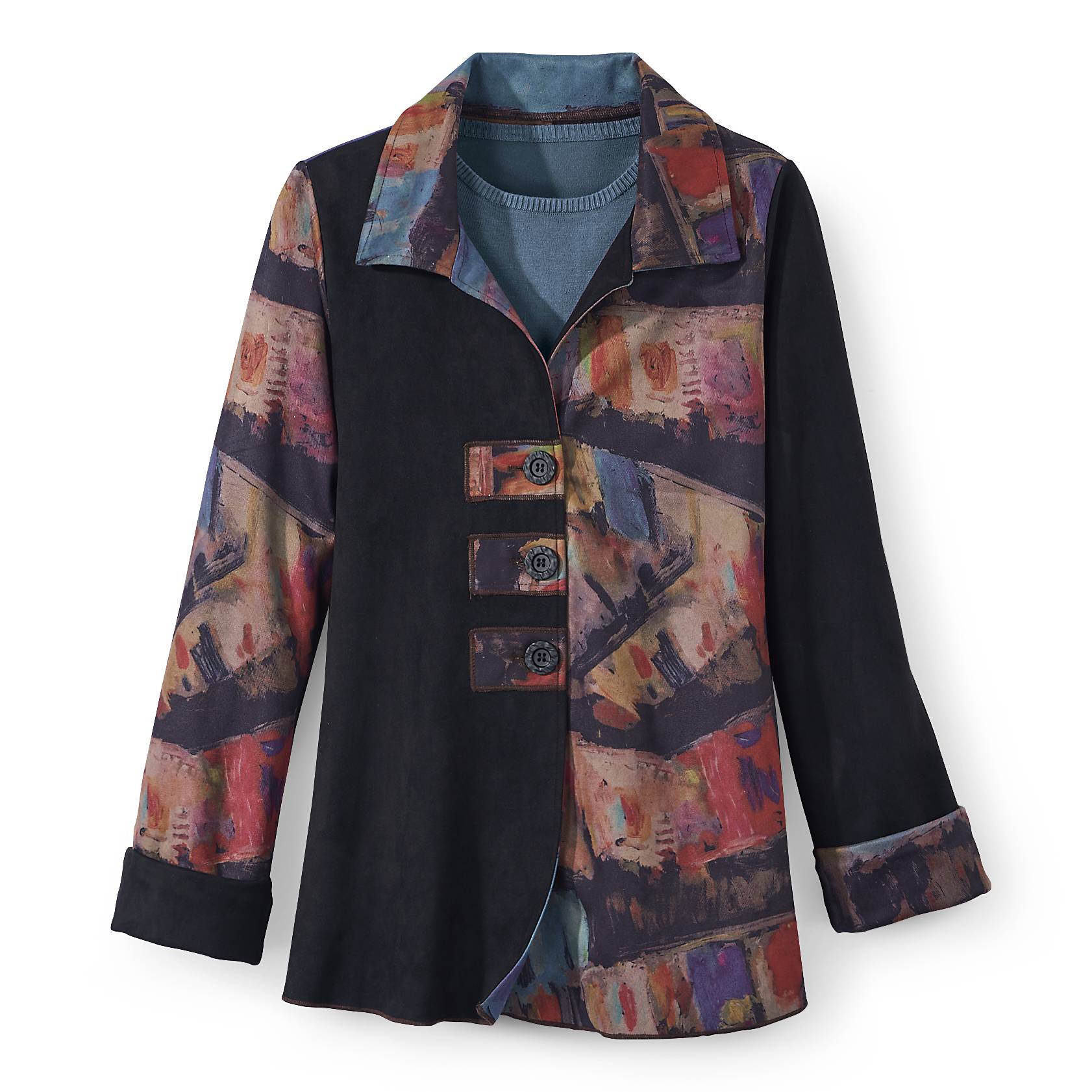 Brushed-Knit Painterly Jacket, Pockets, Button Front - Northstyle Catalog