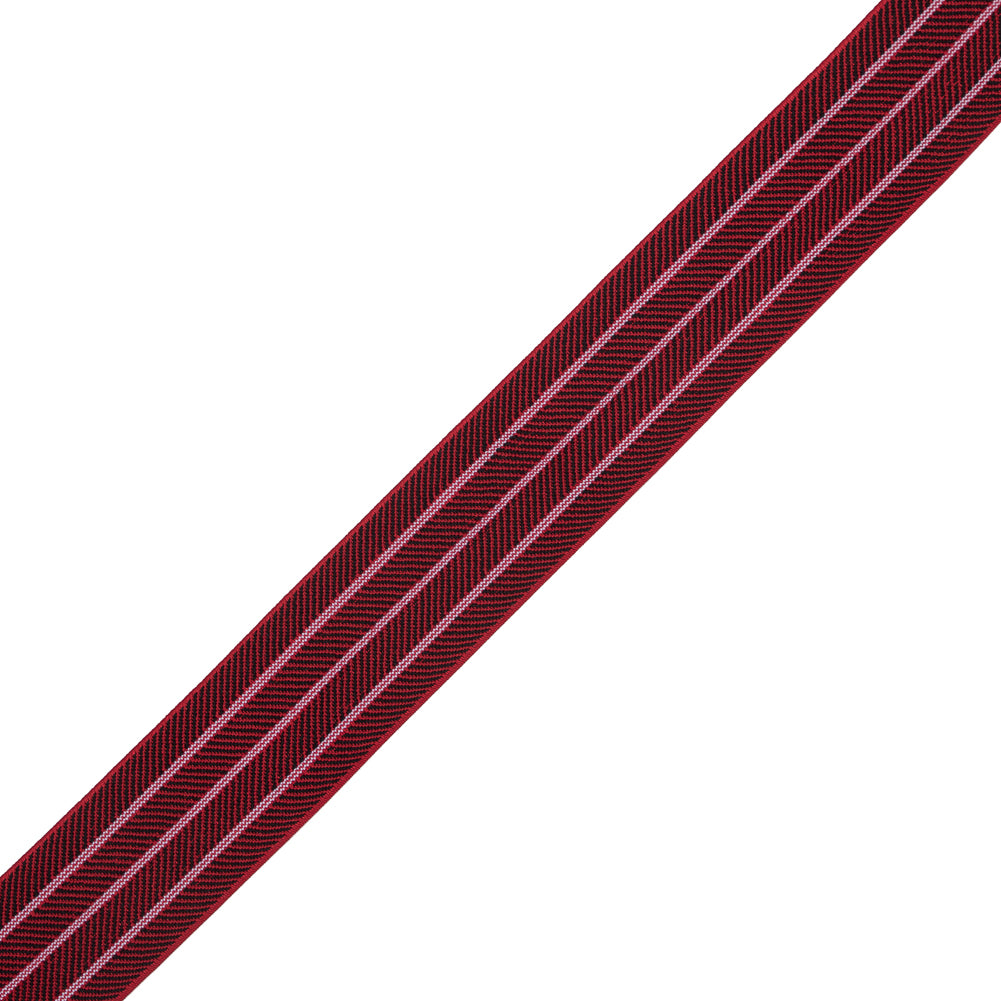 Italian Black and Red Herringbone Elastic - 1.5