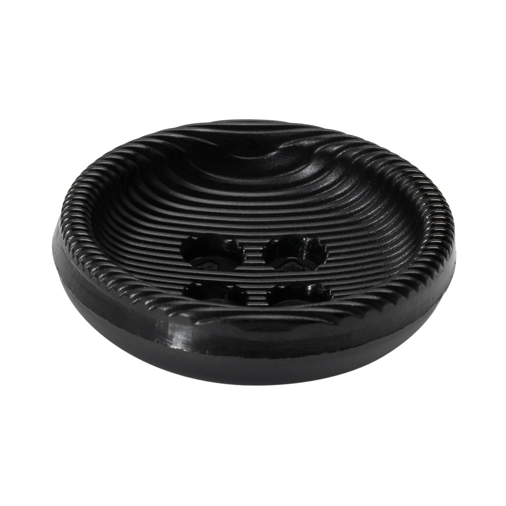 Plastic 4 Hole Button - Ribbed Black Bowl Shaped - 54L/34mm - Joann Fabrics