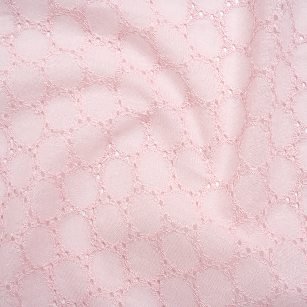 Embroidered Eyelet Cotton Voile - Baby Pink Circles of Circles - Naomi Collection - Joann Fabrics