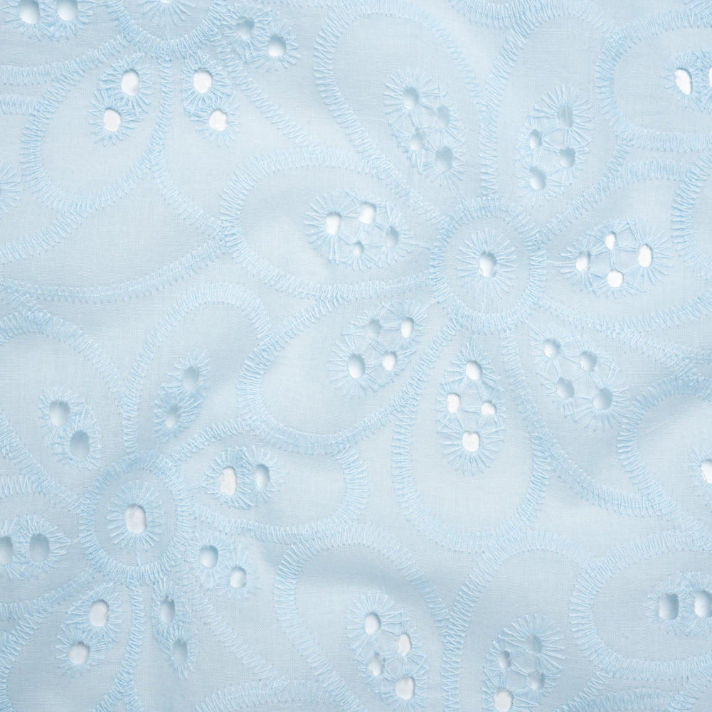 Embroidered Eyelet Cotton Voile - Pale Aqua Big Flowers - Naomi Collection - Joann Fabrics