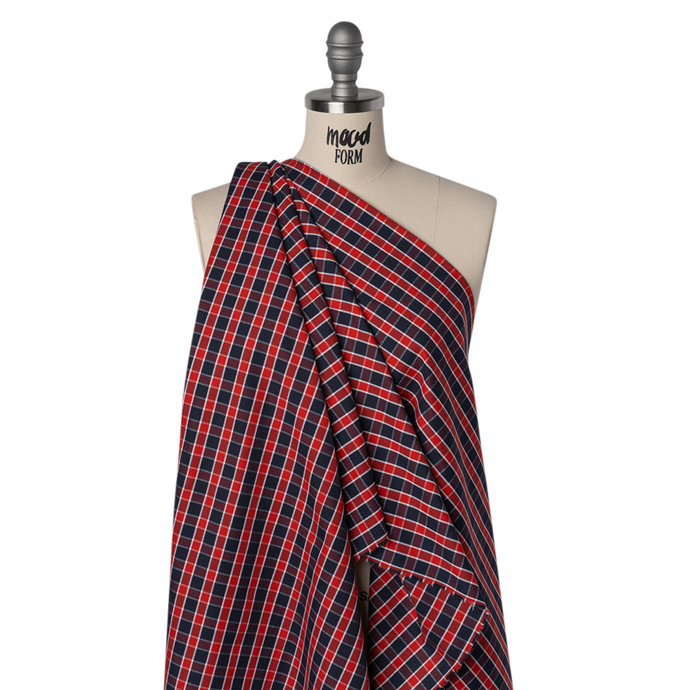 Cotton Oxford Shirting - Red, Blue and White Plaid - Deadstock - Joann Fabrics