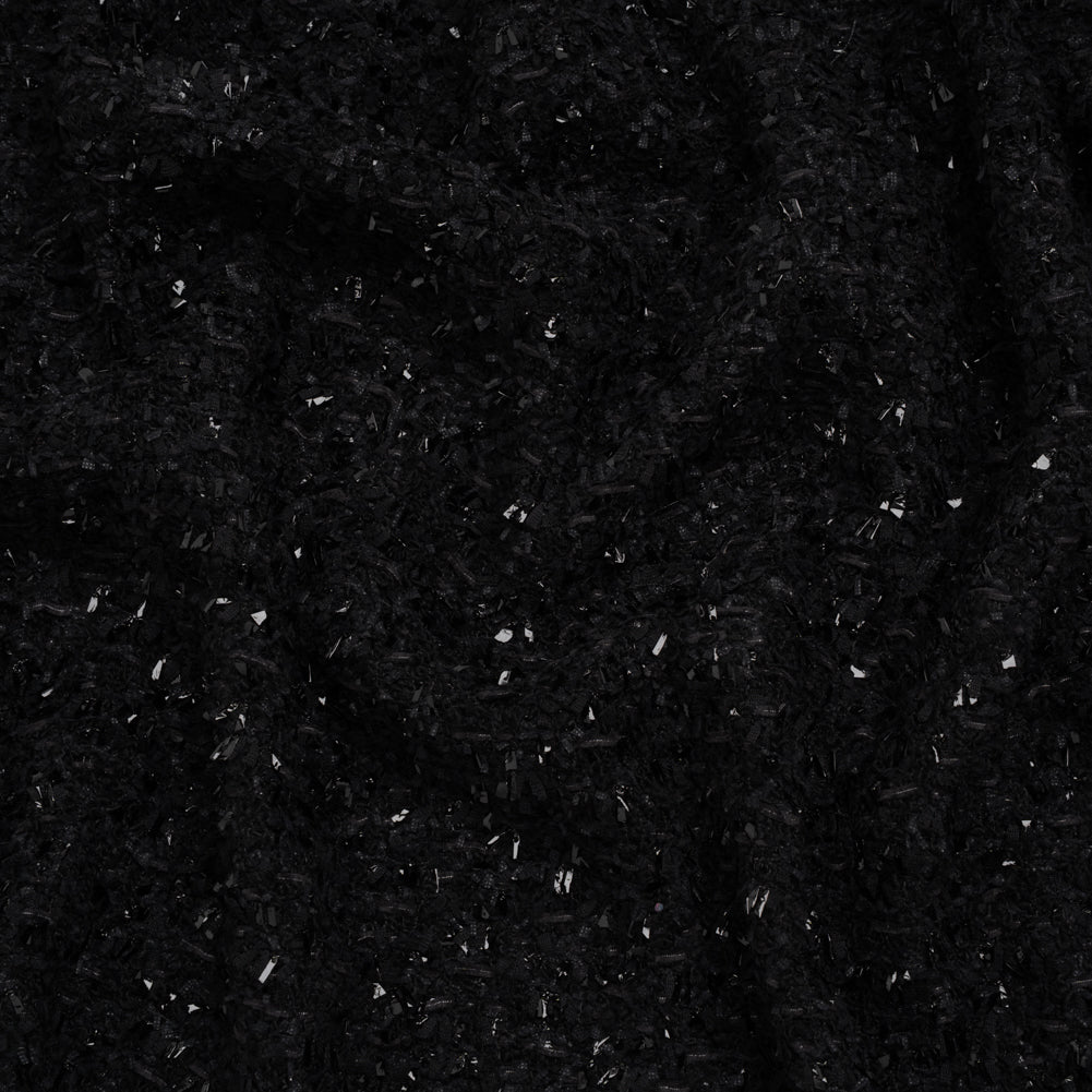 Wool Blend Tweed Boucle by Balenciaga - Black with Metallic Yarns - Designer Deadstock - Joann Fabrics