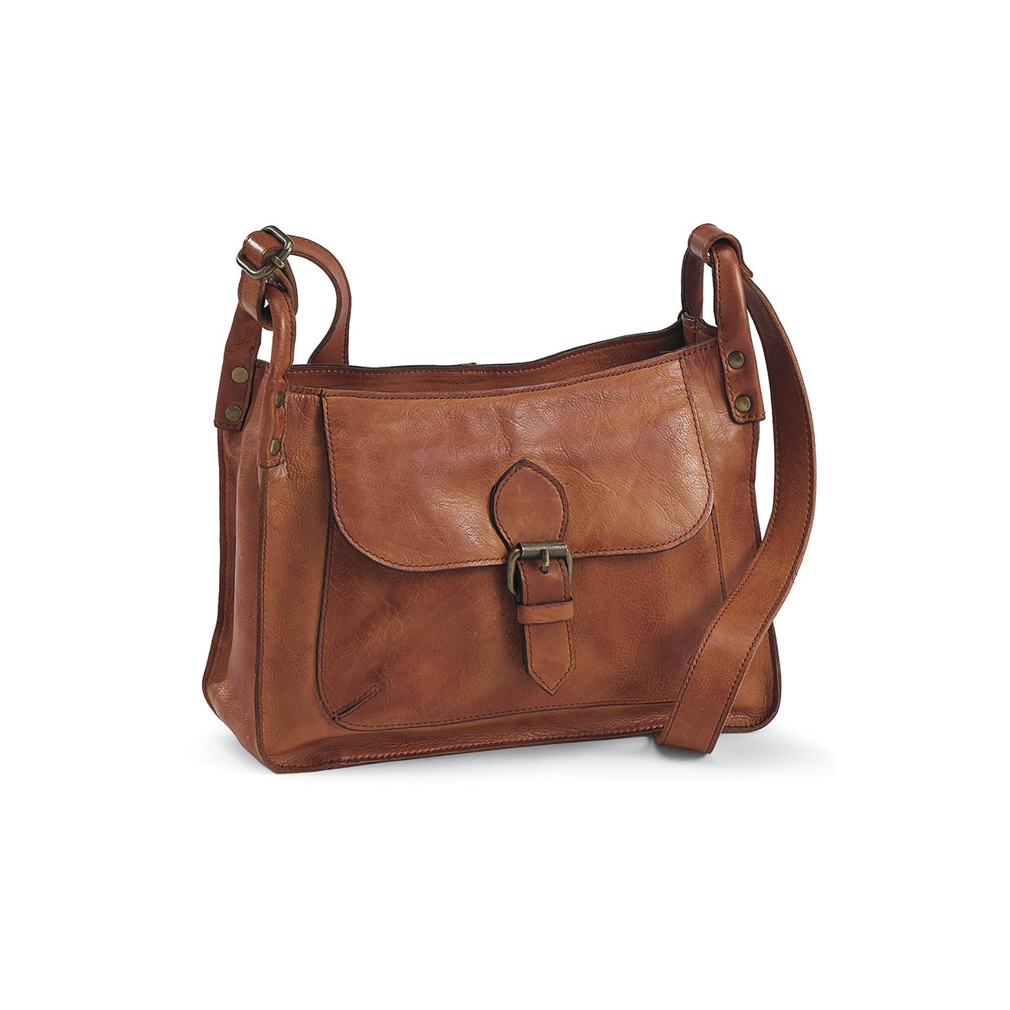 Zip-Top Leather Crossbody Bag, Back Pocket, Fully Lined, Inner Pockets - Northstyle Catalog