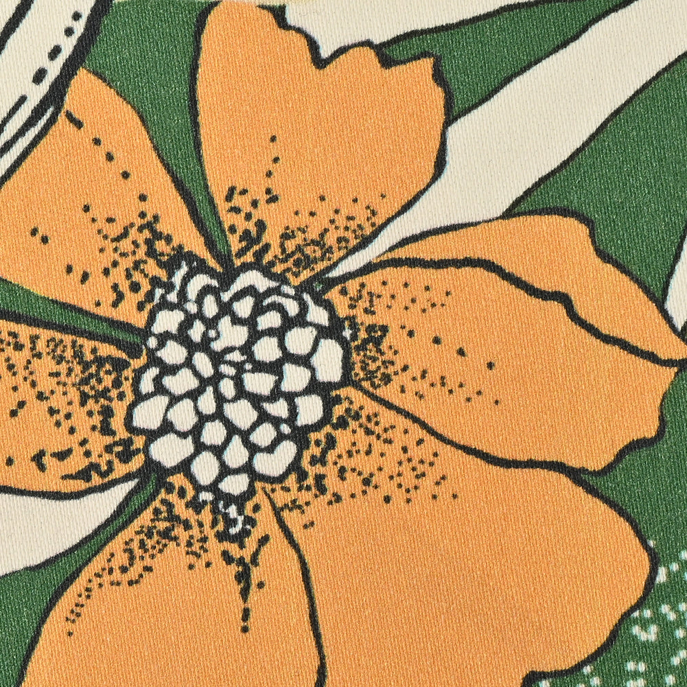 Mood Exclusive Floral Phantasmagoria Green and Orange Stretch Cotton Sateen - Joann Fabrics
