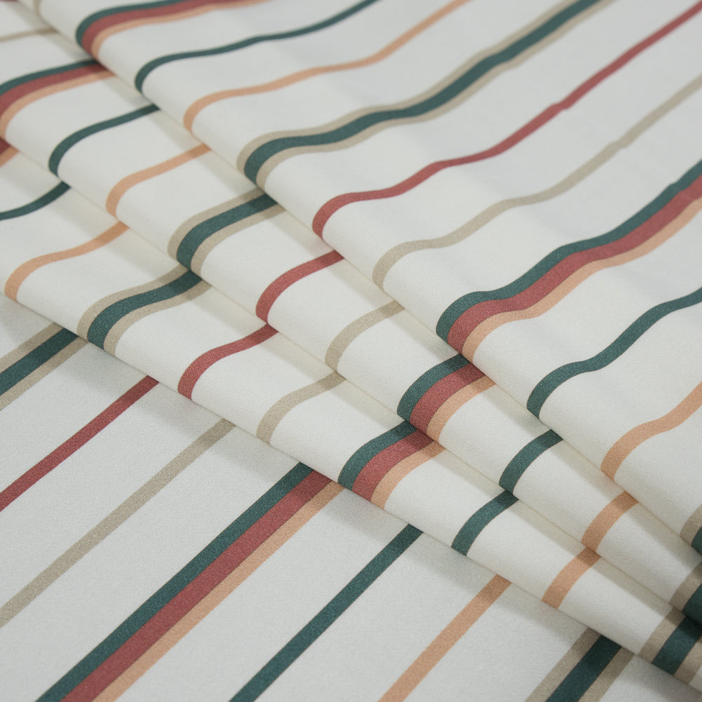 Stretch Cotton Sateen - Red, Green and White Stripes - Purity of Growth Print - Mood Exclusive Key Largo Collection - Joann Fabrics