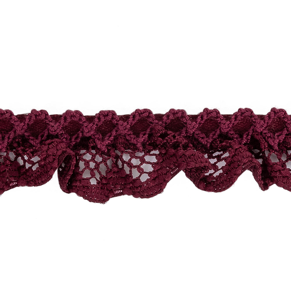Wine Criss Cross Crochet Trimming - 0.625