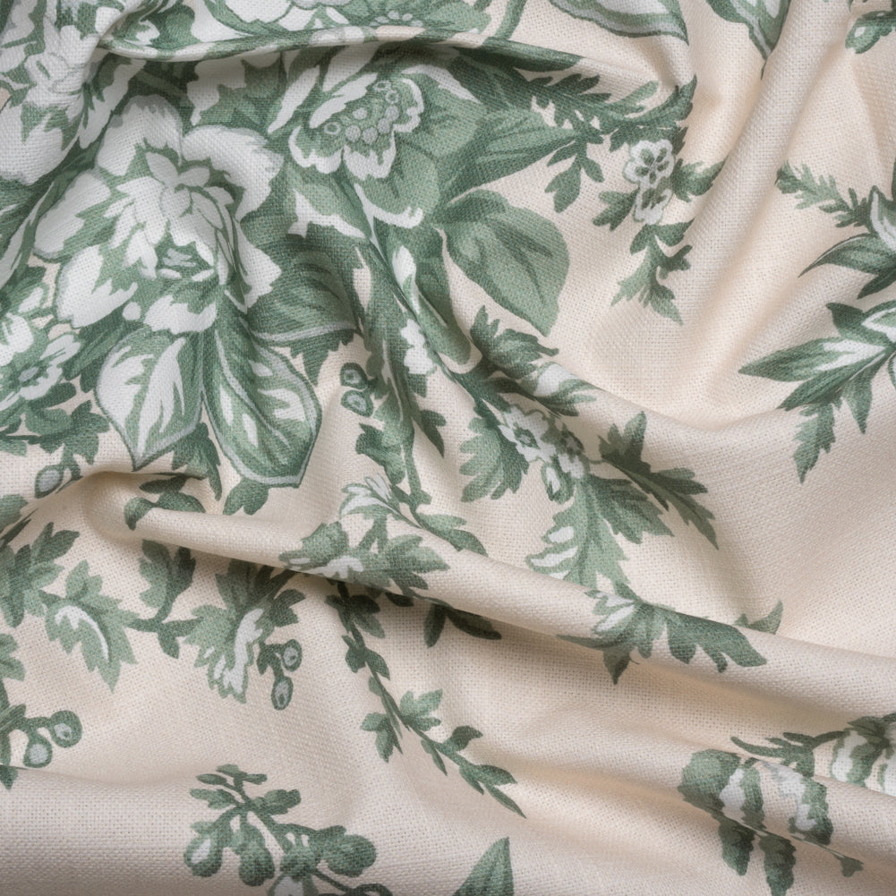 Cotton Canvas Print - Sage Floral Bouquets - British Imported - Joann Fabrics