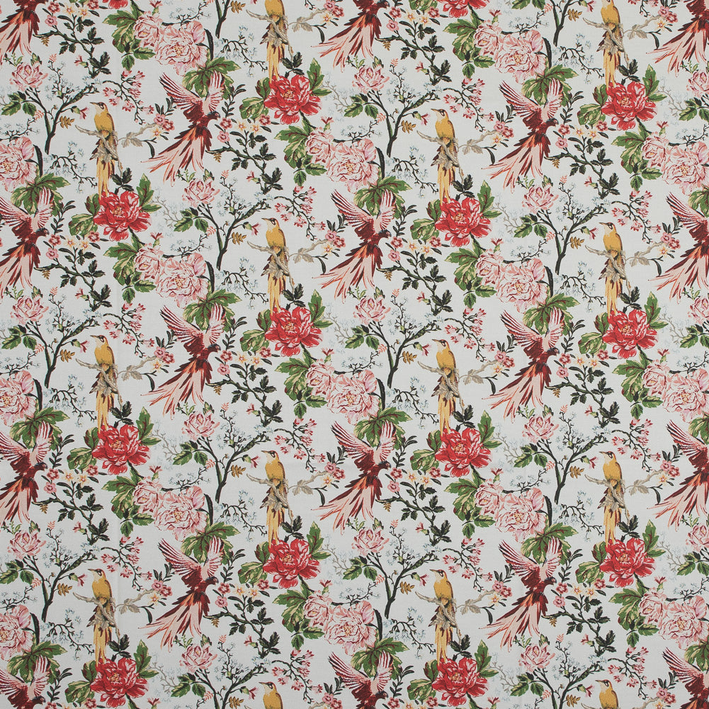 Stretch Cotton Sateen - - Parrots Play Amongst Flowers Print - Mood Exclusive Aloha Collection - Joann Fabrics
