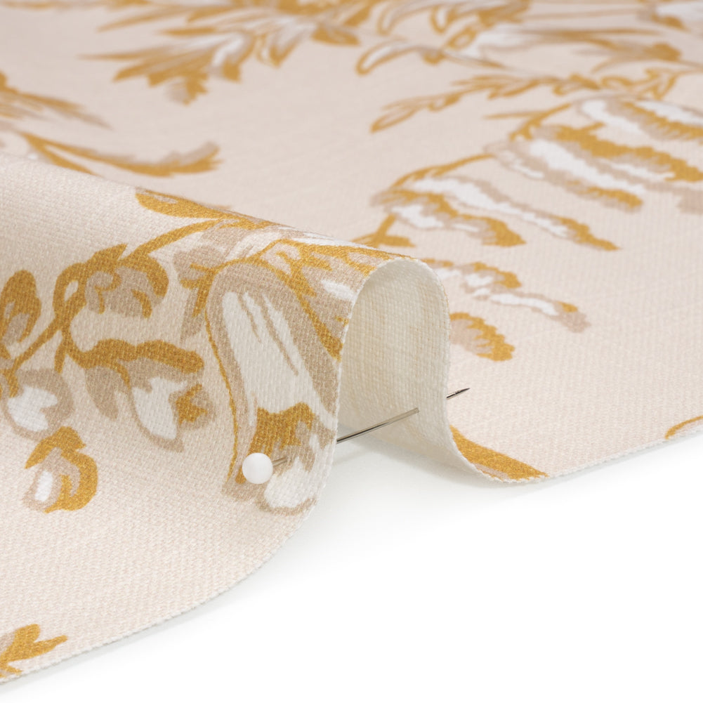 Cotton Canvas Print - Ochre Floral Bouquets - British Imported - Joann Fabrics