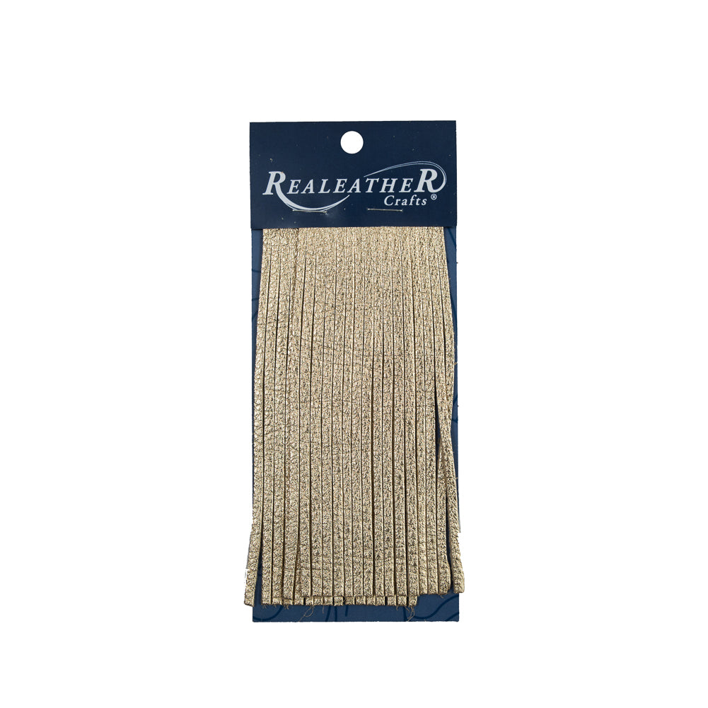 Realeather Metallic Gold Deerskin Fringe Trim - 6