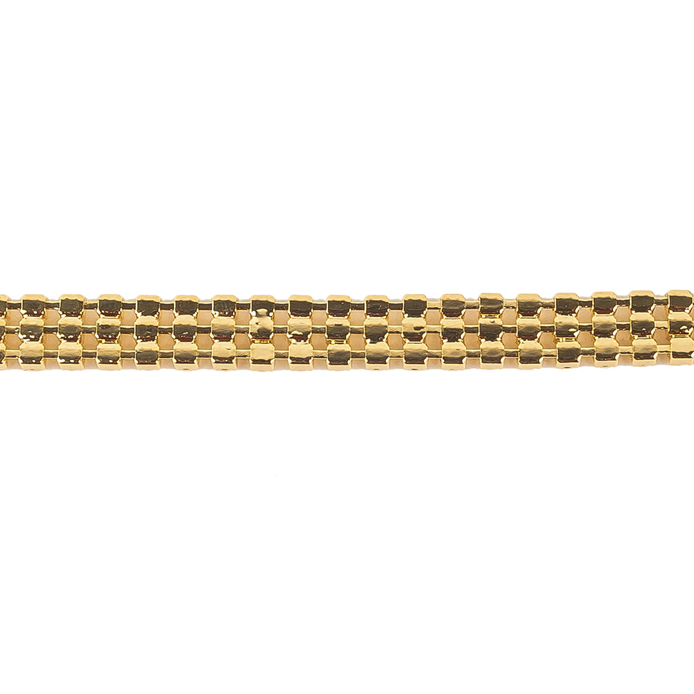 Vintage Three Row Gold Tone Rhinestones on Metal Mesh Trimming - 0.375