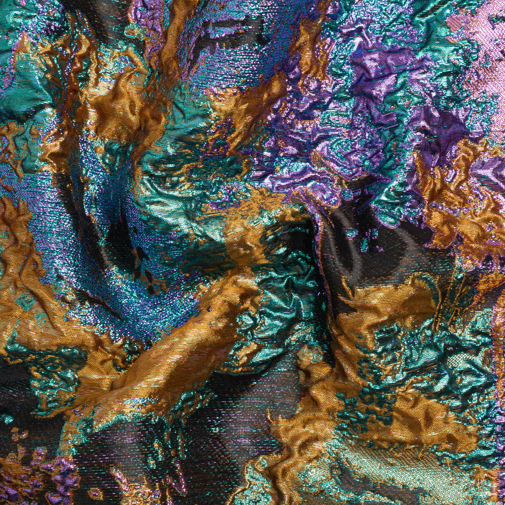 Metallic Purple, Mustard and Blue Green Garden of Abstraction Luxury Brocade - Joann Fabrics