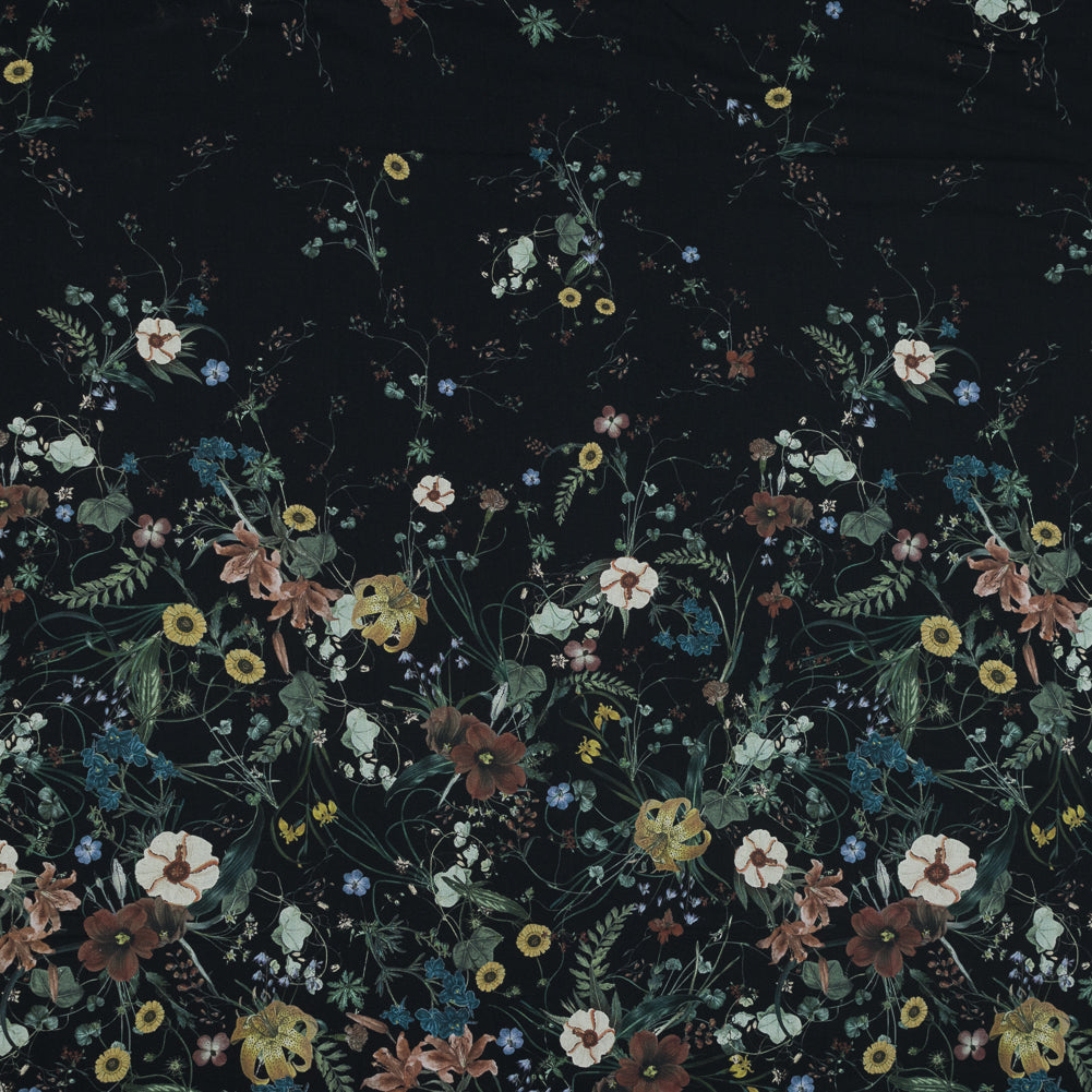 Cotton Voile - Black Floral - Persephone's Bouquet Print - Mood Exclusive Gaia Collection - Joann Fabrics