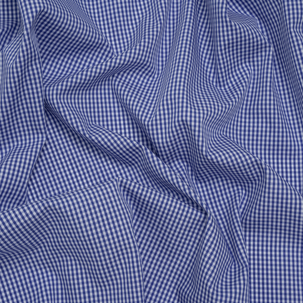Cotton Gingham Shirting - Cobalt Blue and White Tiny Checks - Deadstock - Joann Fabrics