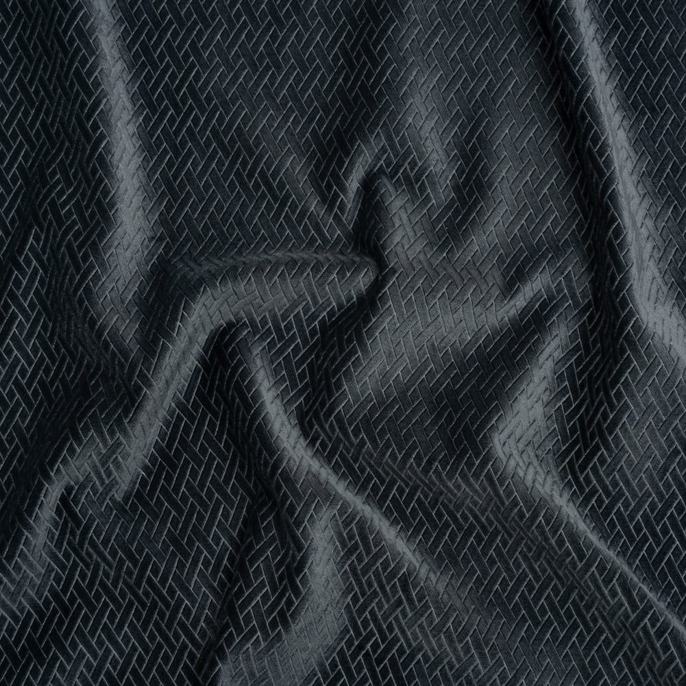 Embossed Polyester Velvet - Gray Woven Lattice - Deadstock - Joann Fabrics