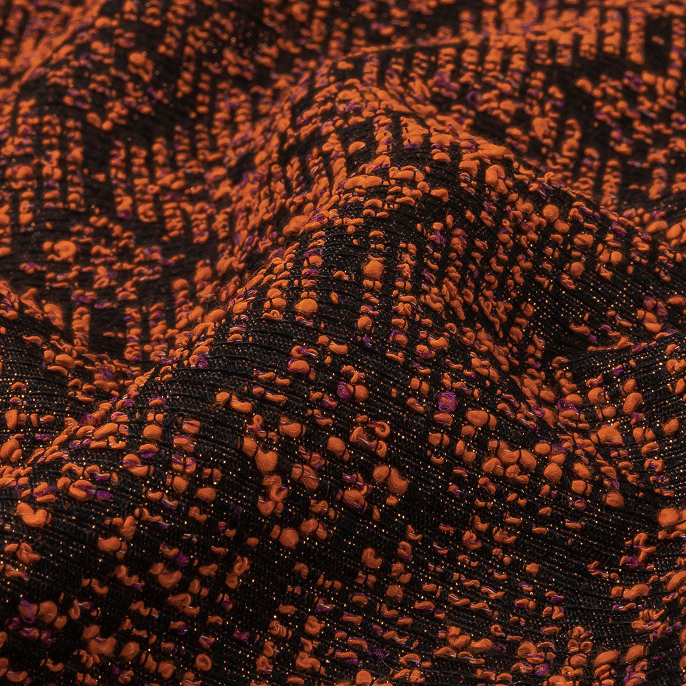 Metallic Gold, Shocking Orange and Black Diamonds Polyester Boucled Jacquard - Joann Fabrics