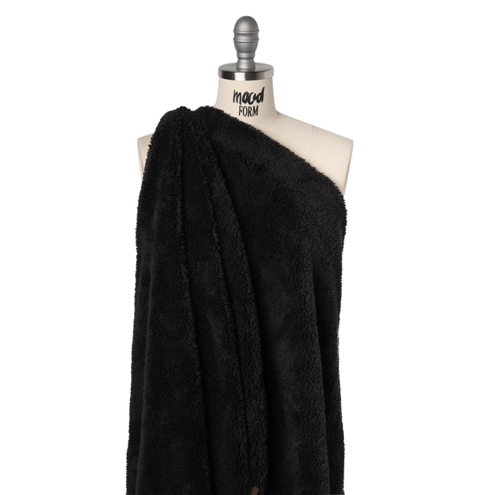 Short Pile Teddy Bear Faux Fur - Black - Deadstock - Joann Fabrics