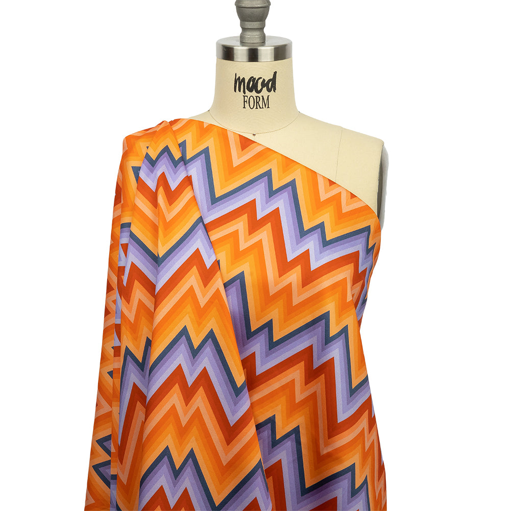Stretch Cotton Sateen - Purple and Yellow Zig Zags - Sweet Vibes Print - Mood Exclusive Groove Collection - Joann Fabrics