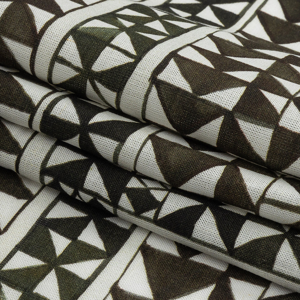 Lightweight Viscose-Linen Woven Print - Black and White Triangle Paths - Mood Exclusive Large Inverted Opposites - Joann Fabrics