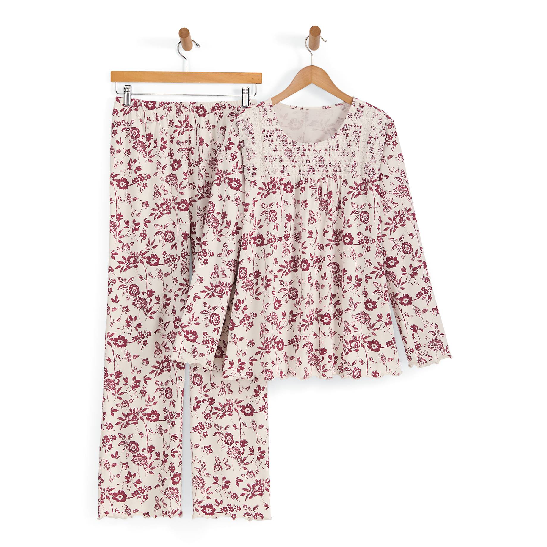 Peruvian Cotton Knit Winter Garden Pajama Set, Smocked - Northstyle Catalog