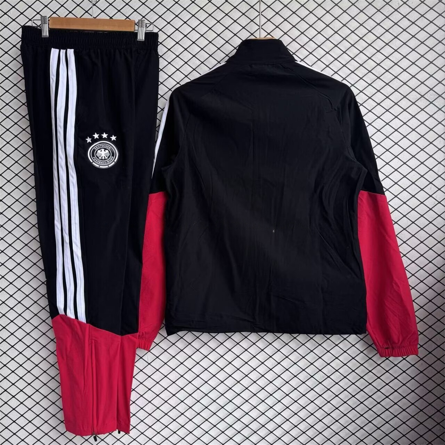 Germany 2026 Windbreaker Training Set - Black Red Top and Pants - UnitedFutballJersey